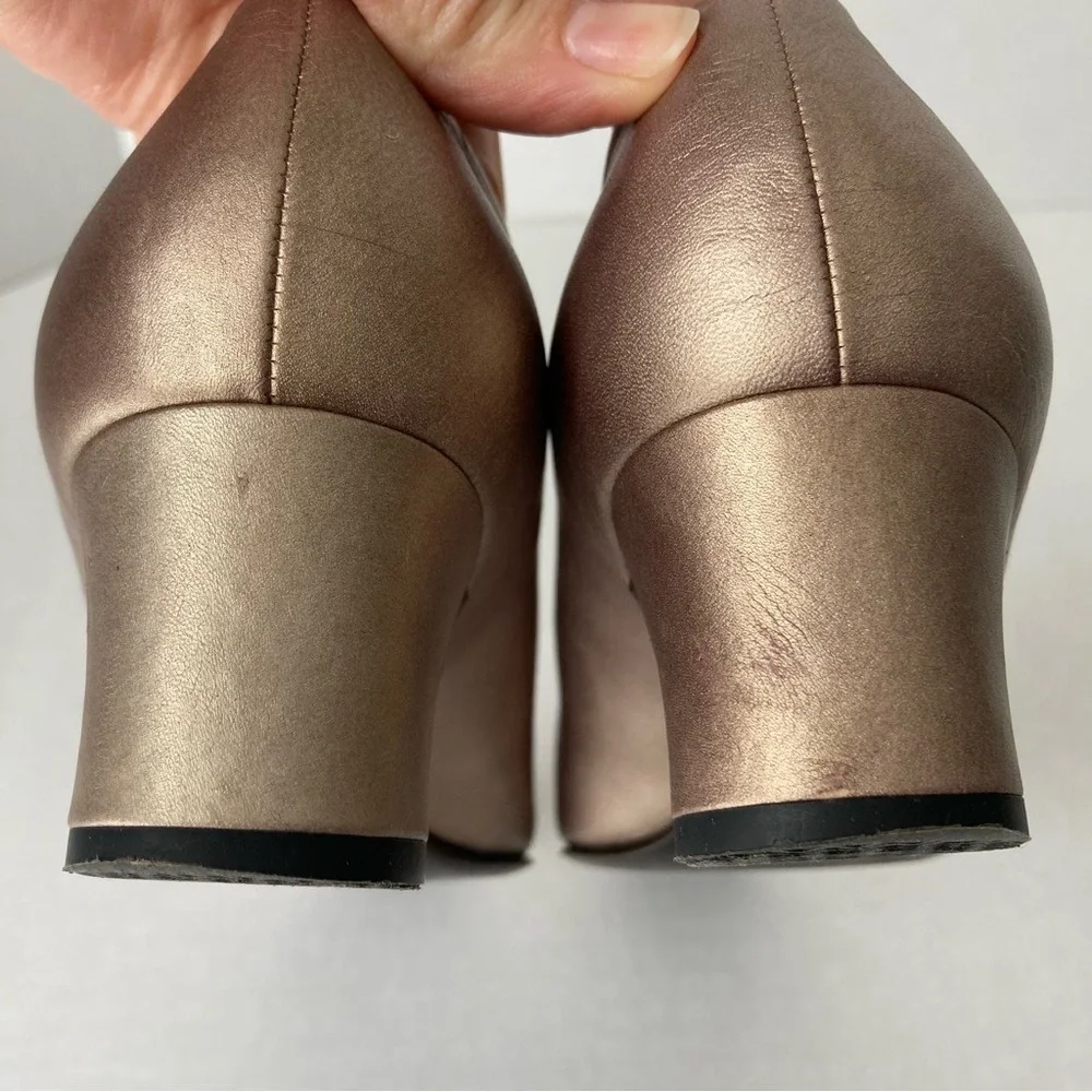 Yoshinoya Ginza‎ Tokyo Rose Gold Metallic Leather Mary Jane Block Heels Japan 22